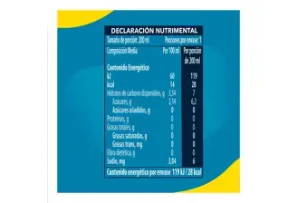 Gerber Bebida Hidratante Etapa 4 Tabla Nutricional