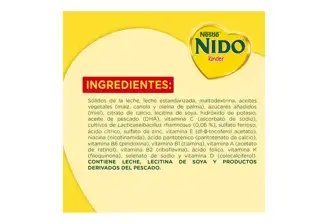 INGREDIENTES NIDO KINDER