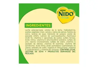 NIDO PREESCOLAR INGREDIENTES